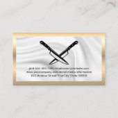 料理ハットメタリック |クロスしたナイフ 名刺 (裏面)