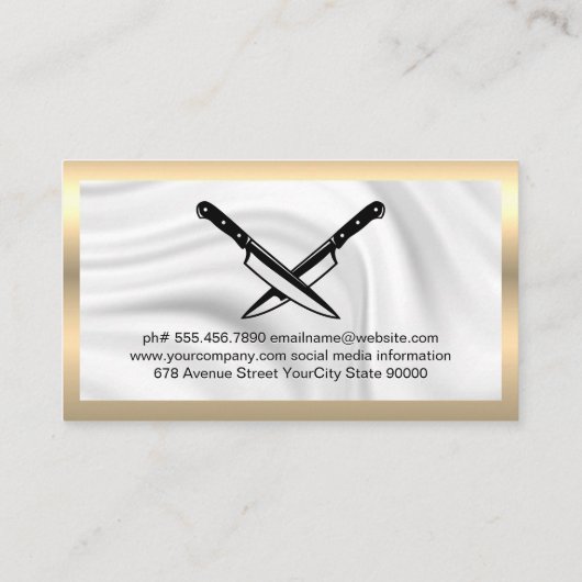 料理ハットメタリック |クロスしたナイフ 名刺 (裏面)