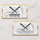 料理ハットメタリック |クロスしたナイフ 名刺 (正面/裏面)
