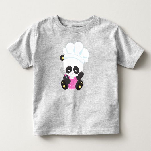 料理パンダ、ベーキングパンダ、かわいいパンダ、ウィスク トドラーTシャツ (正面)