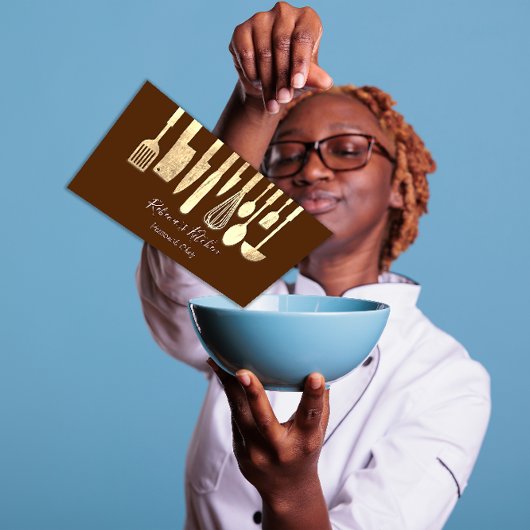 料理パーソナルシェフレストランケータリングブラウン 名刺