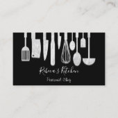 料理パーソナルシェフレストランケータリングブラック 名刺 (正面)