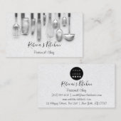 料理パーソナルシェフレストランケータリング3Dグレー 名刺 (正面/裏面)