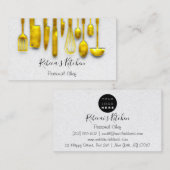 料理パーソナルシェフレストランケータリング3D金ゴールド 名刺 (正面/裏面)