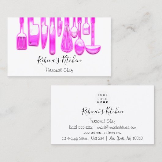 料理パーソナルシェフレストランピンクケータリング 名刺 (正面/裏面)