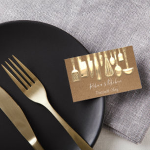 料理パーソナルシェフレストラン料理金ゴールド 名刺