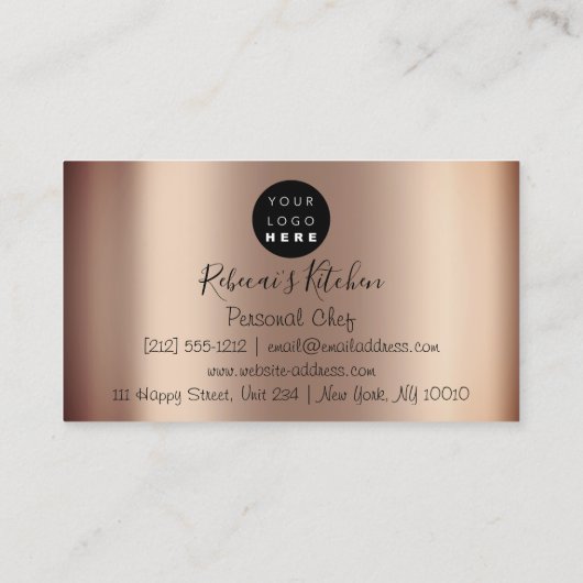 料理パーソナルシェフレストラン料理金ゴールド 名刺 (裏面)