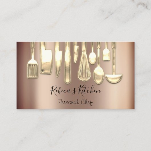 料理パーソナルシェフレストラン料理金ゴールド 名刺 (正面)
