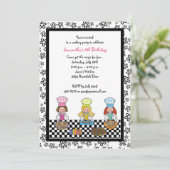 料理パーティーガールズベーキング子供の誕生日 招待状 (スタンド正面)