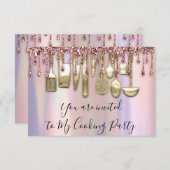 料理パーティーシェフキッチンバラドリプスホログラフ 招待状 (正面/裏面)