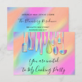 料理パーティーシェフレストランホログラフィック 招待状 (正面/裏面)