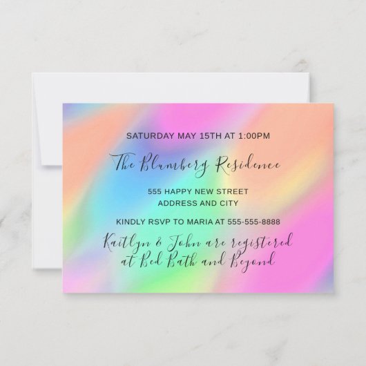 料理パーティーシェフレストラン用品ホログラフィー 招待状 (裏面)