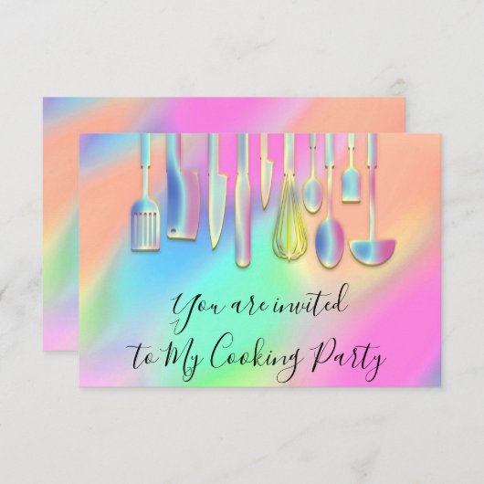 料理パーティーシェフレストラン用品ホログラフィー 招待状 (正面/裏面)