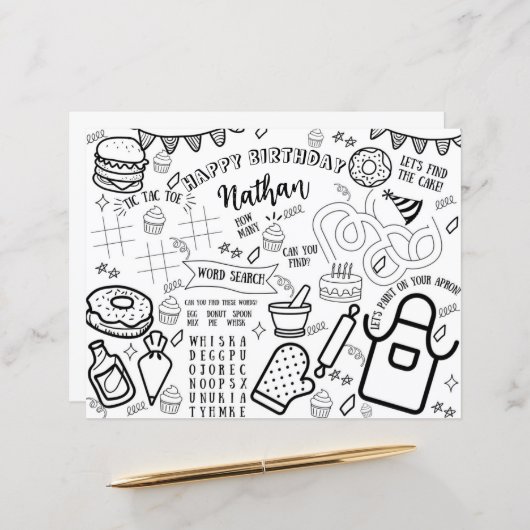 料理パーティー着色ランチョンマットベーキングリトルシェフ (正面/裏面インサイチュ)