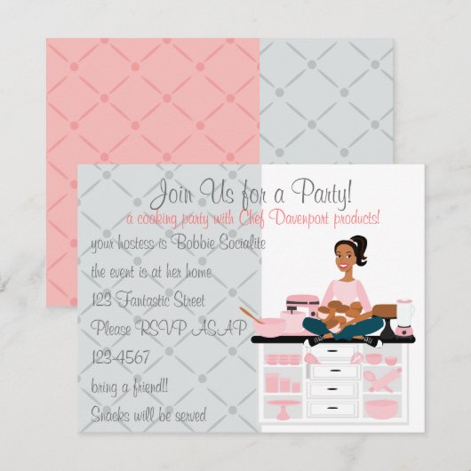料理パーティー 招待状 (正面/裏面)