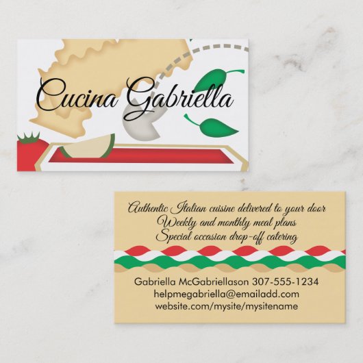 料理ベジタリアン野菜ラザニア食品ブシン… 名刺 (正面/裏面)