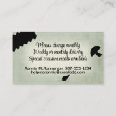 料理ベジタリアン野菜ラザニア食品ブシン… 名刺 (裏面)