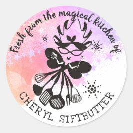 料理ベーキングの妖精ステッカーのキッチンから ラウンドシール
