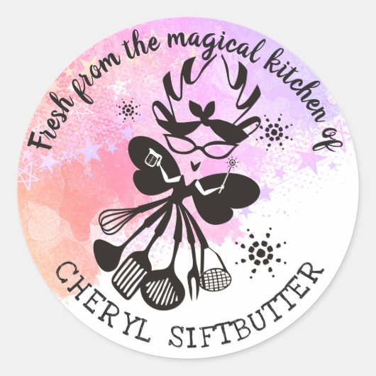 料理ベーキングの妖精ステッカーのキッチンから ラウンドシール (正面)