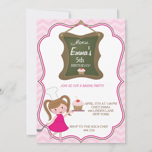 料理ベーキングバースデーパーティ招待状 招待状 (正面)