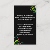 料理ポットフレーバーシェフケータリングビジネスca 名刺 (裏面)