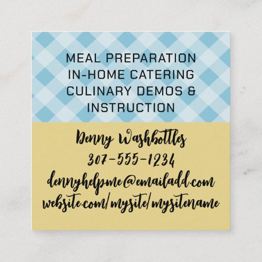 料理ポット破裂香アロマスシェフケータリング料理 スクエア名刺 (裏面)