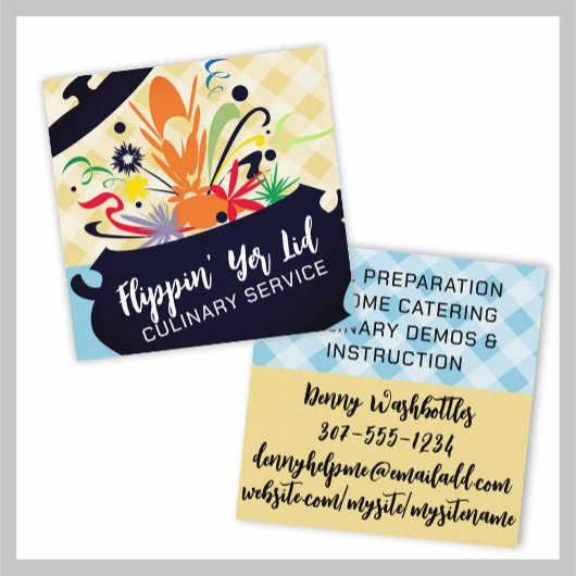 料理ポット破裂香アロマスシェフケータリング料理 スクエア名刺