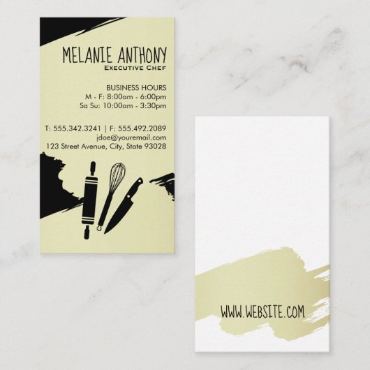 料理マスターツール/ブラシ仕上げ（黒） 名刺 (正面/裏面)