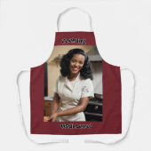 料理ラブダークレッド大人エプロンブラックストラップ エプロン (正面)