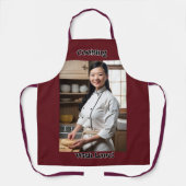 料理ラブダークレッド大人エプロン赤ストラップ エプロン (正面)