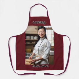 料理ラブダークレッド大人エプロン赤ストラップ エプロン