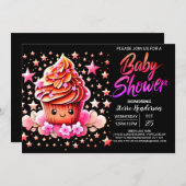 料理リトルマフィン女の子ベビーシャワー 招待状 (正面/裏面)