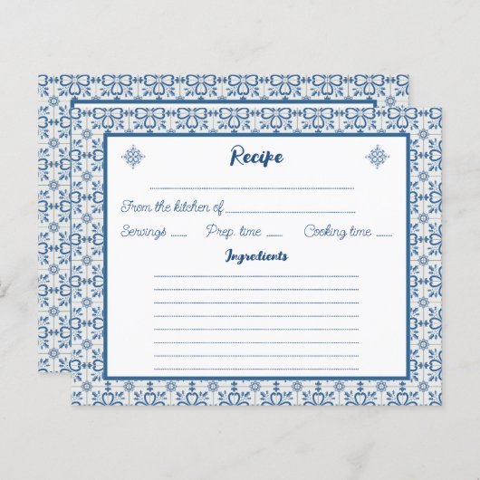 料理レシピカードと神聖なモチーフのタイル枠 (正面/裏面)