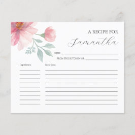 料理レシピカードピンクの水色の花