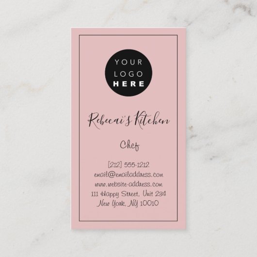 料理ロゴシェフレストランキッチンナイフバラ 名刺 (裏面)