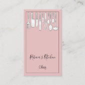 料理ロゴシェフレストランキッチンナイフバラ 名刺 (正面)