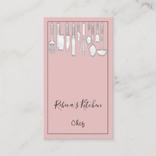 料理ロゴシェフレストランキッチンナイフバラ 名刺