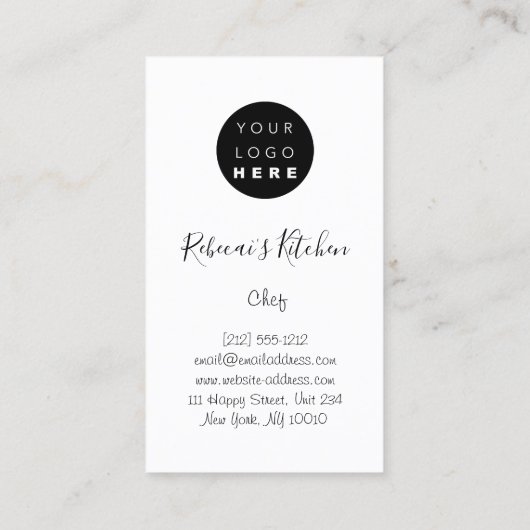 料理ロゴシェフレストランキッチンナイフモダン 名刺 (裏面)