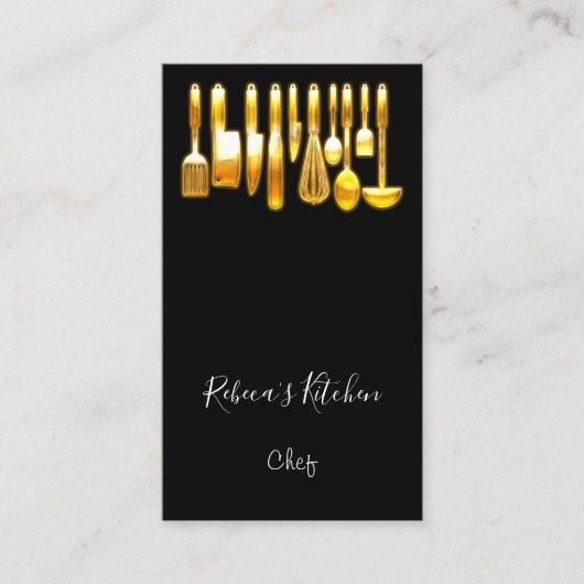 料理ロゴシェフレストランキッチンナイフ黒 名刺 (正面)