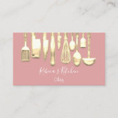 料理ロゴシェフレストランキニスタイリッシューズバラ 名刺 (正面)