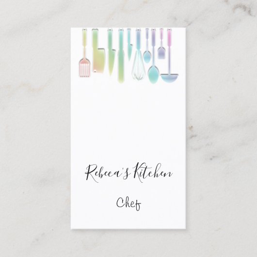 料理ロゴシェフレストランホワイトレインボー 名刺 (正面)