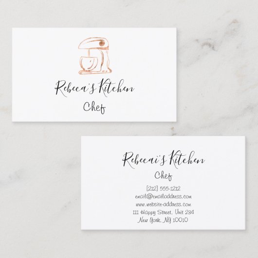 料理ロゴロボットミキサーシェフスイーツベーカリーバラ 名刺 (正面/裏面)