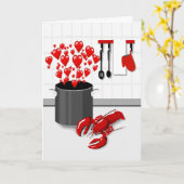 料理ロブスターと愛のグリーティングカード カード (黄色い花)