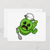 料理中のスプーンを持つ毛虫 ポストカード (正面/裏面)