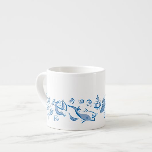 料理中国のインクスケッチエスプレッソまたはティーカップ エスプレッソカップ (正面左)