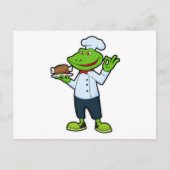 料理人としてのフローグとサービングプレート & チキン ポストカード (正面)