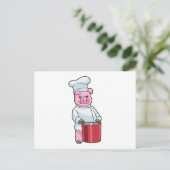 料理人として豚 with 料理鍋 ポストカード (スタンド正面)