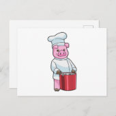 料理人として豚 with 料理鍋 ポストカード (正面/裏面)