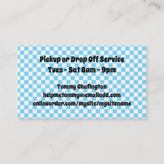 料理人のハットホイールに食事の配給料理を行く 名刺 (裏面)