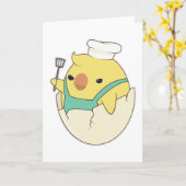 料理人の帽子とスパチュラをかぶった少女 カード (黄色い花)